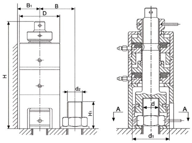 HTS螺栓拉伸器空間尺寸圖